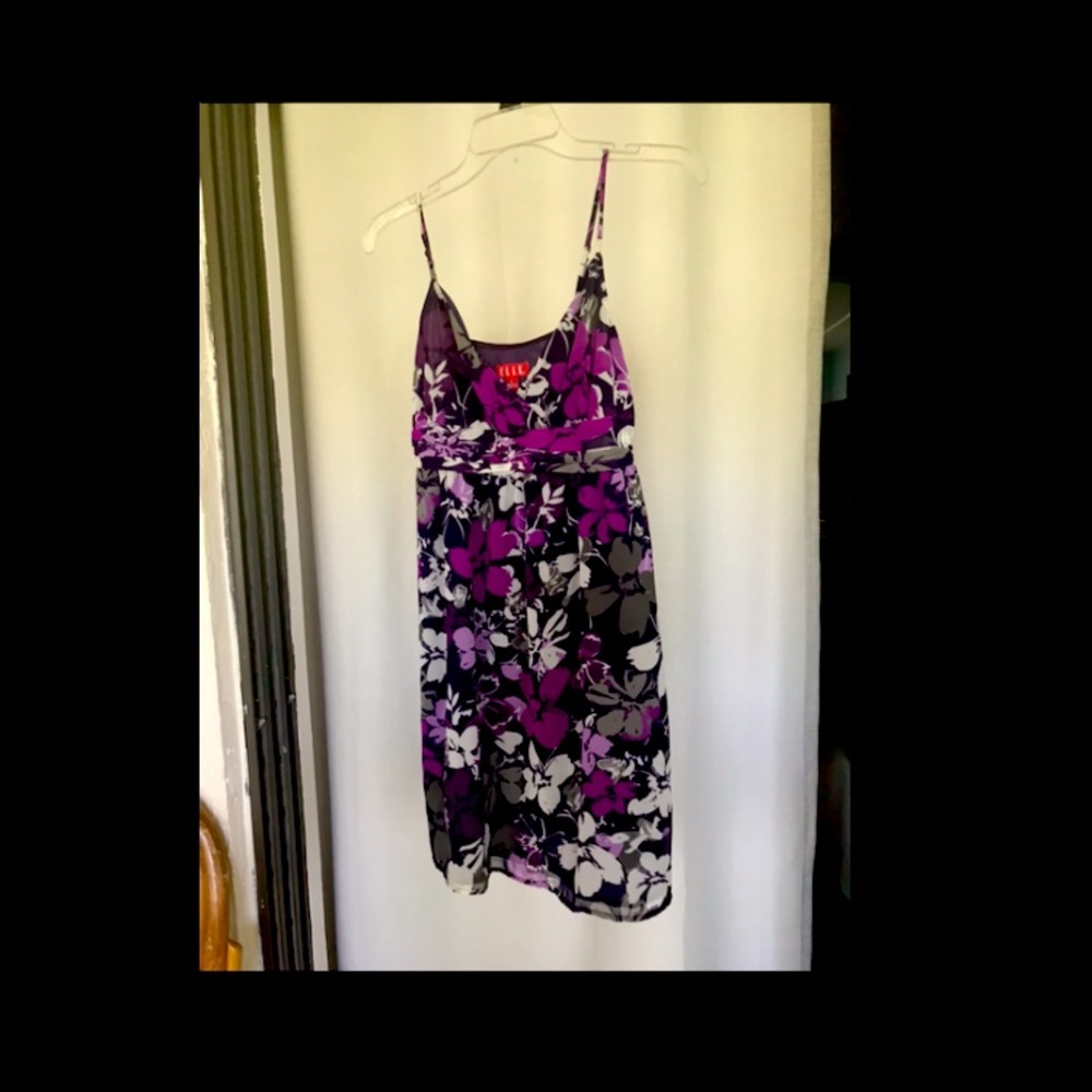Black and Purple Chiffon Dress NWT 6